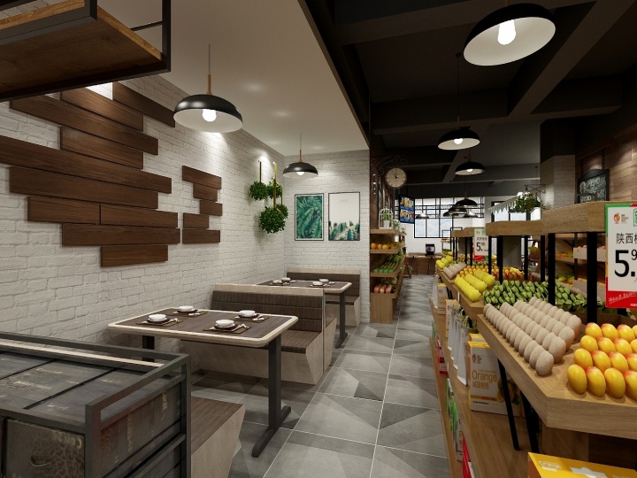 工業(yè)風(fēng)水果店裝修效果圖