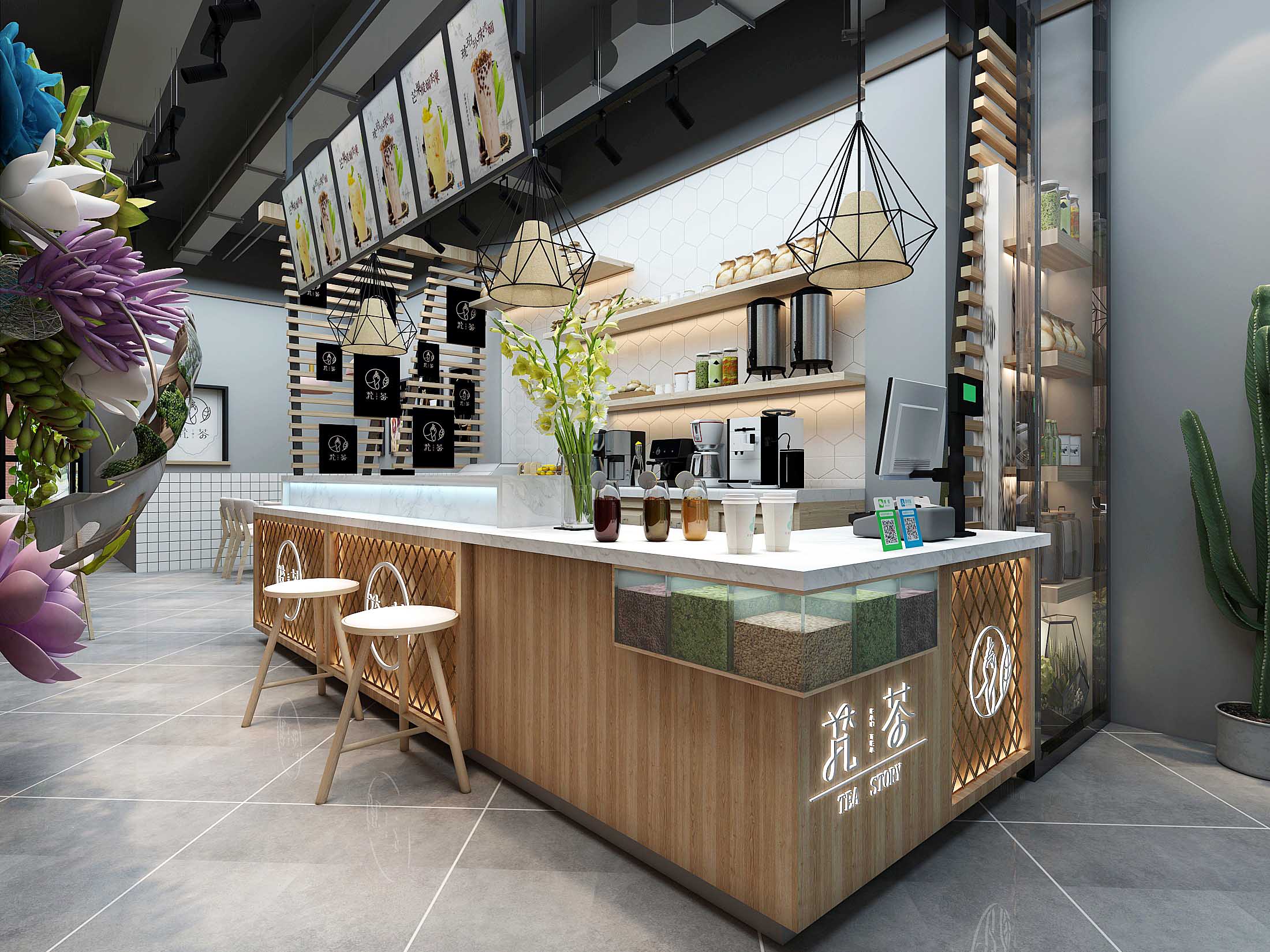 商場(chǎng)奶茶店裝修效果圖