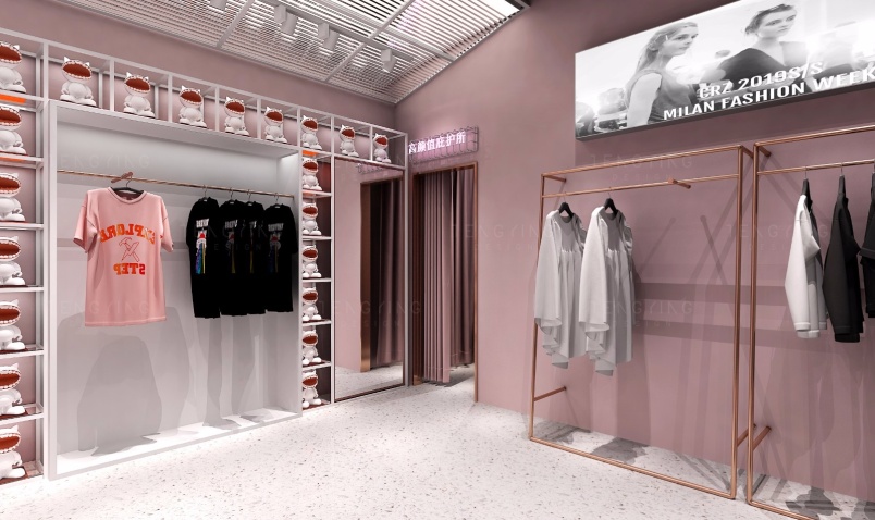 粉色服裝店室內裝修效果圖