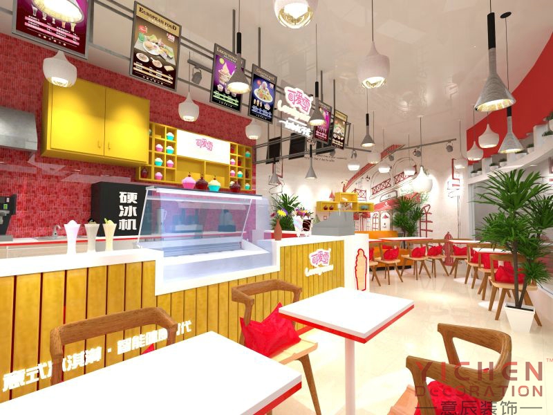 可愛(ài)雪甜品店室內裝修設計