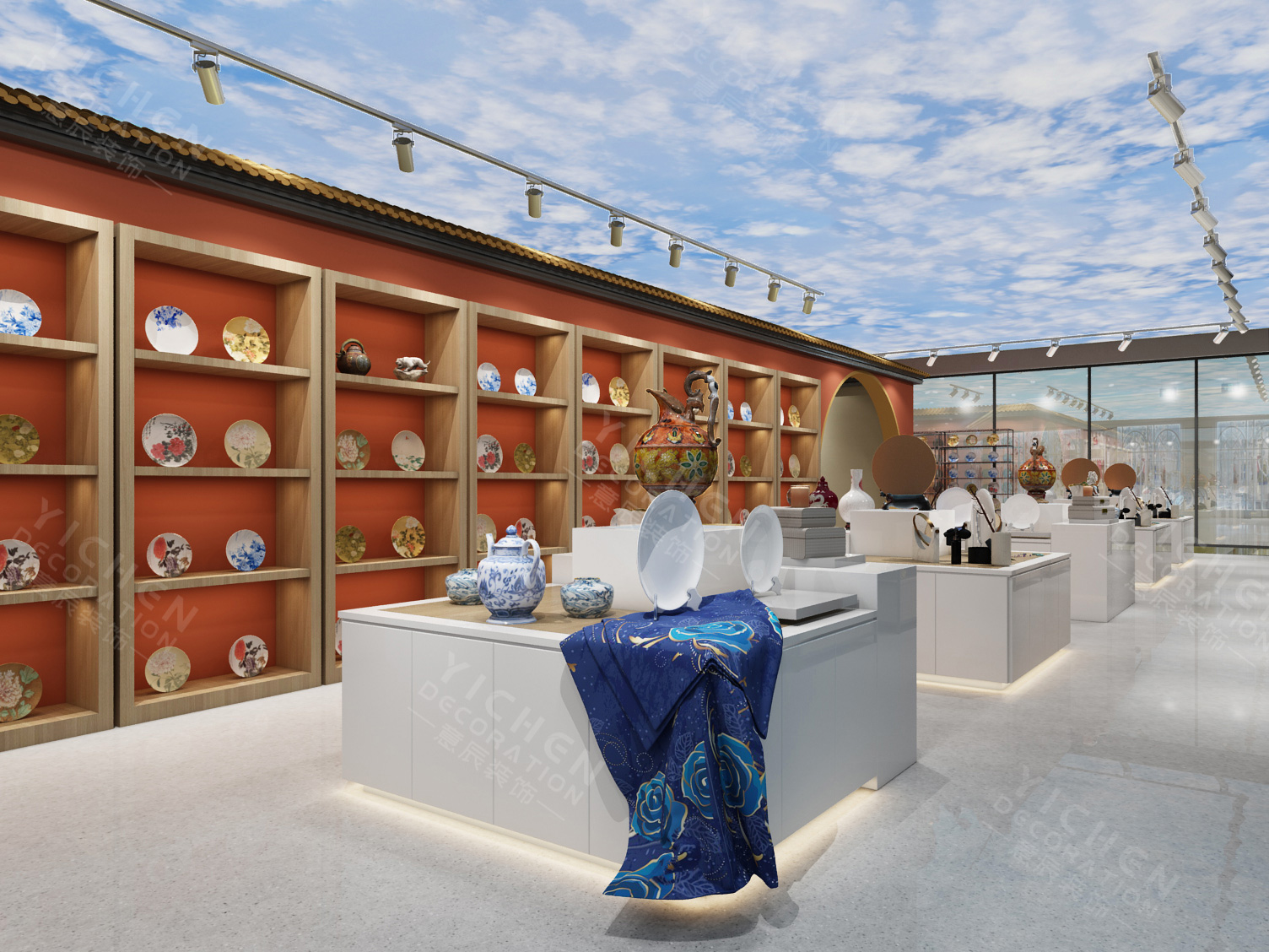 400平陶瓷展廳展示區設計