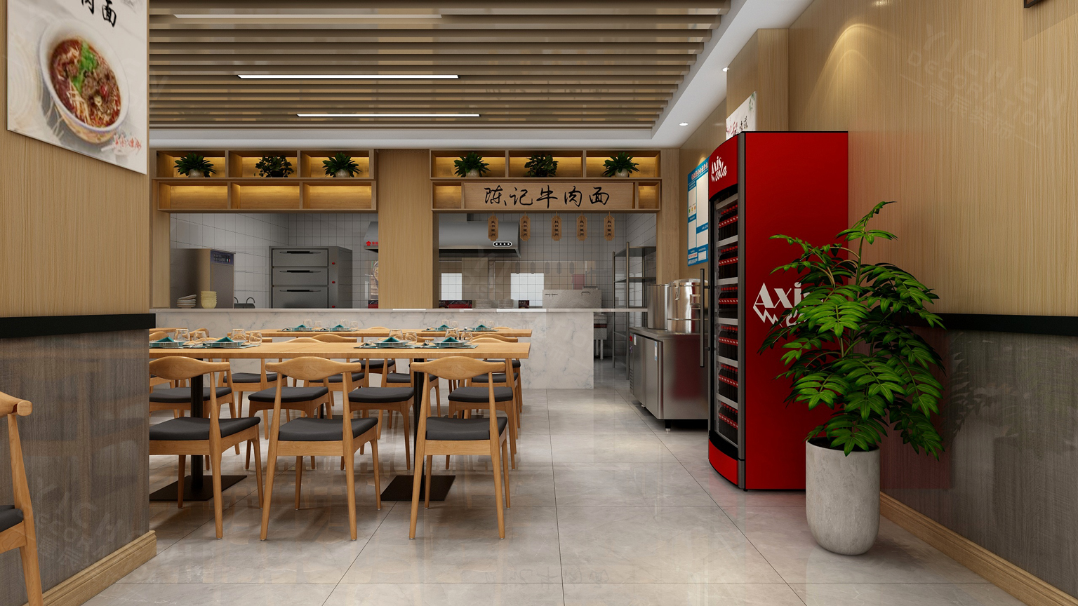 陳記牛肉面館室內裝修效果圖