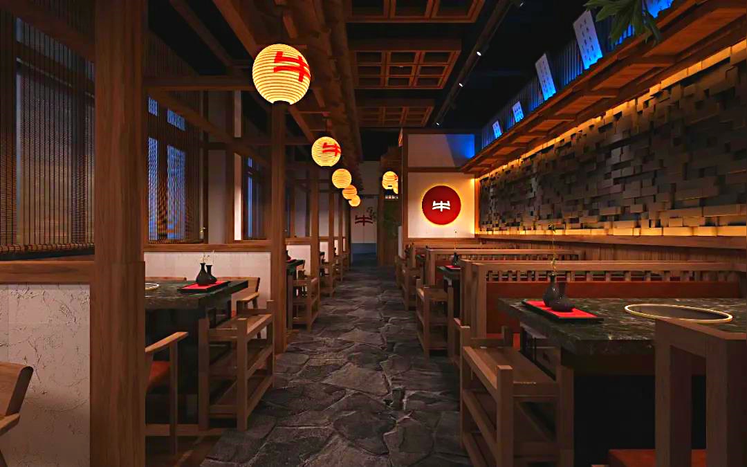 牛氣烤肉店過(guò)道裝修設計