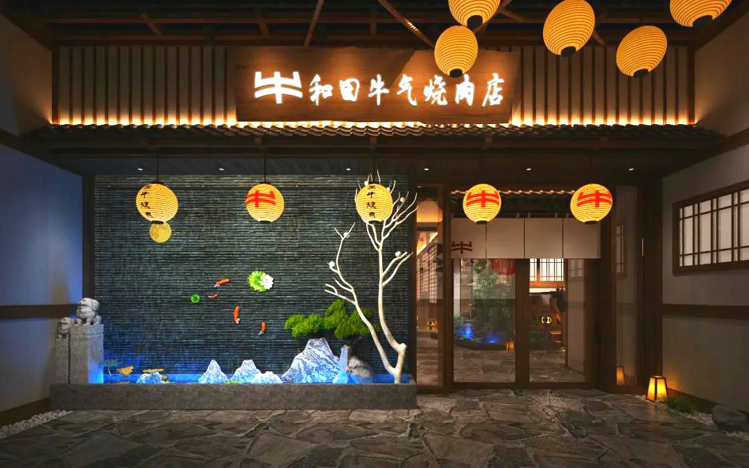 牛氣烤肉店門(mén)頭裝修設計